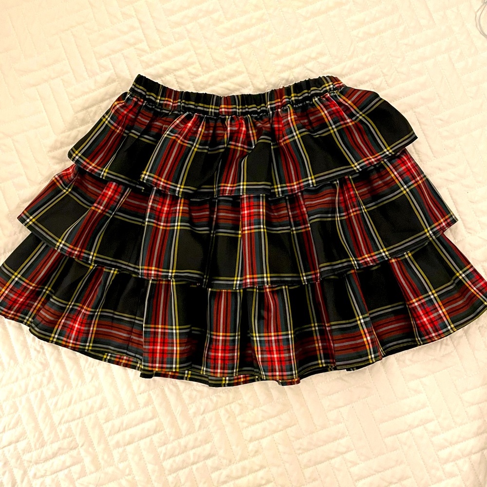 Crewcuts Girls Size L Holiday Plaid Tiered Skirt